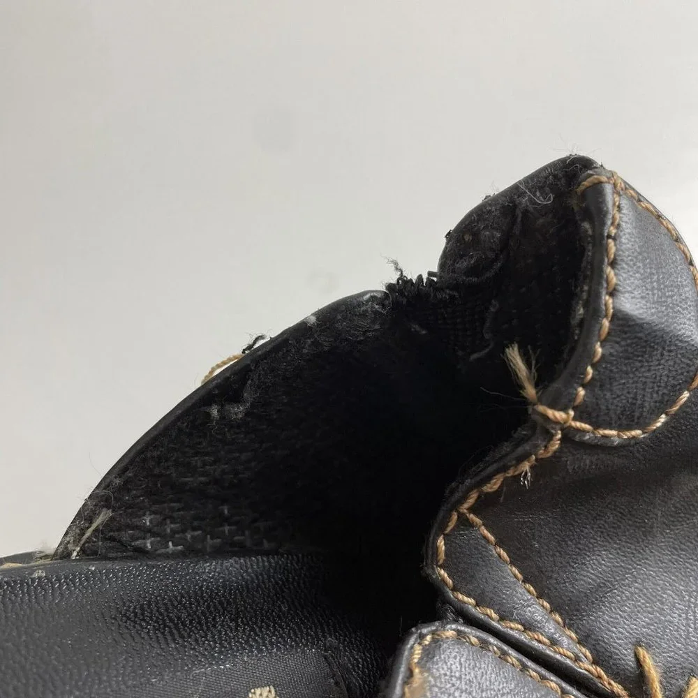 90s Y2K Vintage Soda Black Faux Leather Wooden Block Heel Platform Clogs Women 7 - Picture 7 of 12